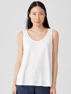 Eileen Fisher Linen Blend White Sleeveless Top Sz 2X